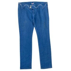 Vintage Y2K Angel Size 12 13 Low Rise Straight Leg Jeans Embroidery Rhinestones